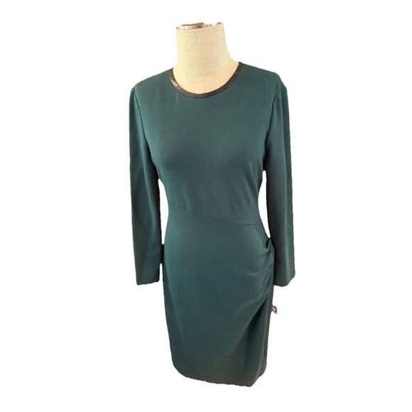 NWT Anne Klein Sheath Dress Womens Size 10 Green Round Neck Long Sleeve Back Zip - Picture 8 of 12